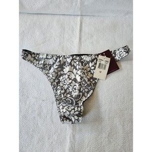 Donna Loren Panties Womens Black & White Embroidered Thong Panty Size 1X